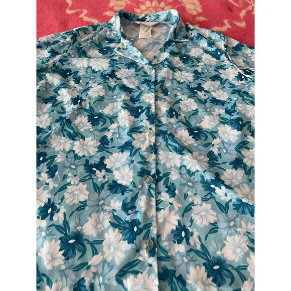 BLAIR blue & white floral vintage long sleeve blouse sz 14 - Picture 3 of 7